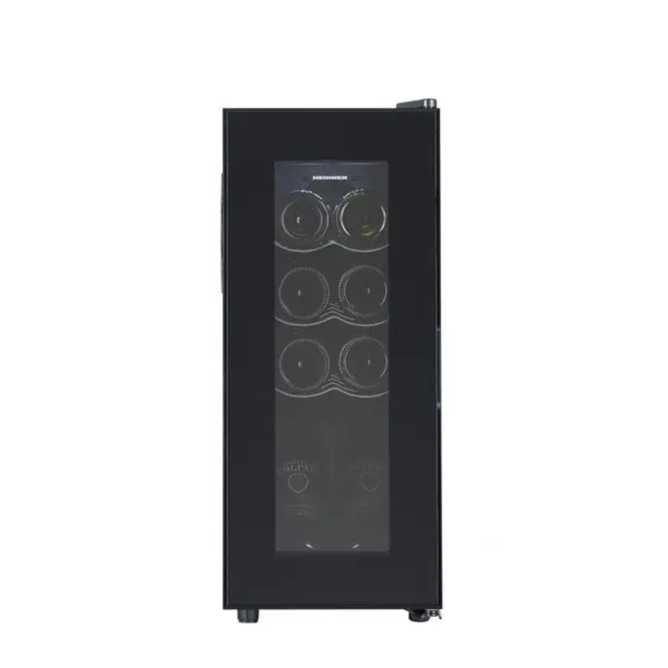 Heinner HRV-A28DRM8 Weinkühlschrank 28L, 8 Flaschen, LED-Display, 3 Ablage, wendbare Tür, Schwarz