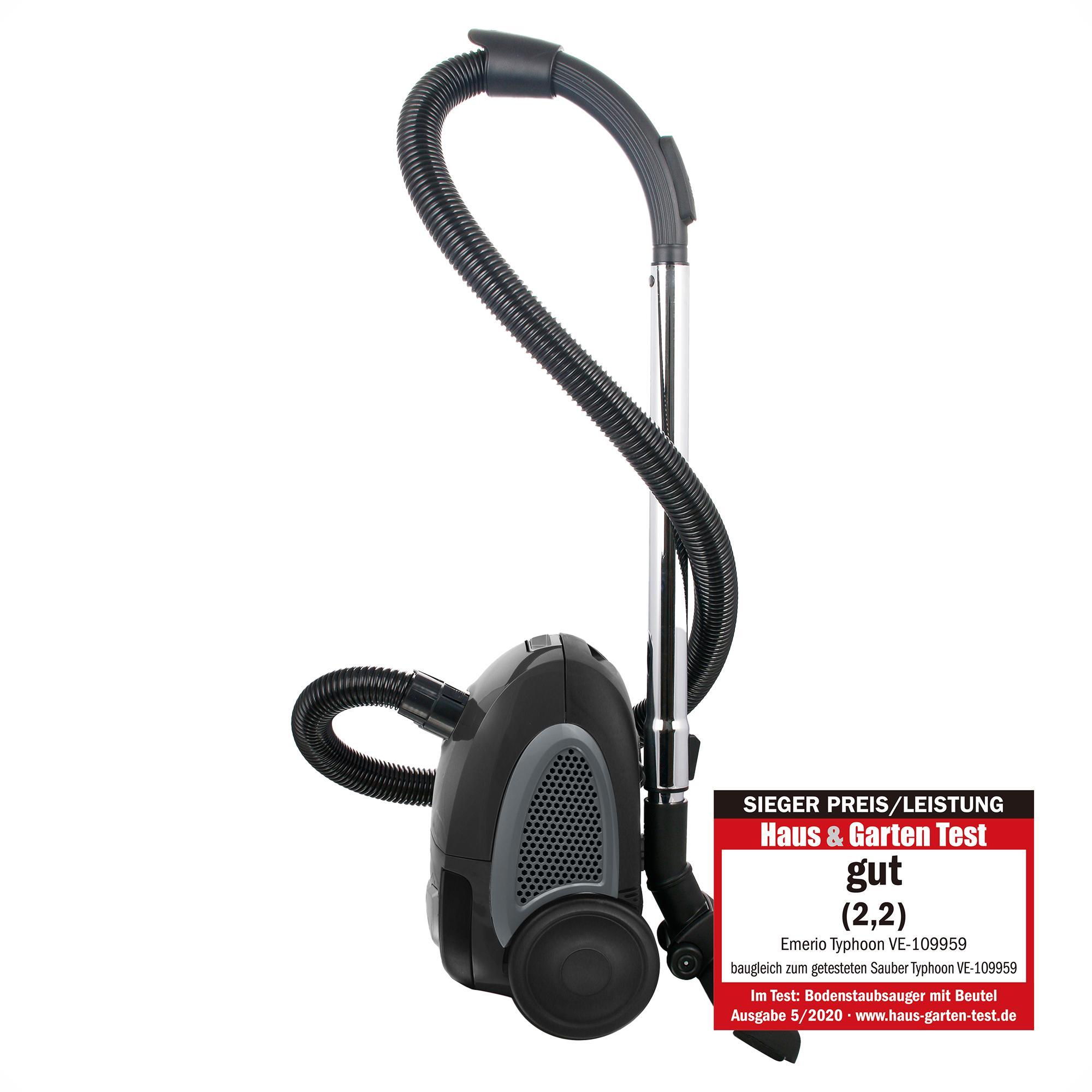 Emerio Staubsauger mit Beutel – 2 Liter – Kabellänge 4,5 m – 800 W – VE-109959.14 – Schwarz