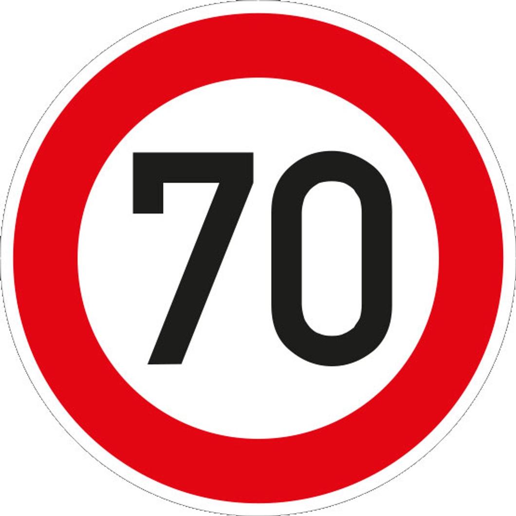 Sonstige Verkehrszeichen 274-70 Ronde 600 mm, 70 km/h, RAL-Gütezeichen Folie RA1 274.70-600-I-2
