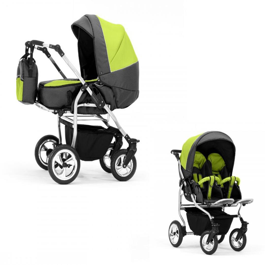Zwillingskinderwagen 2 in 1 Duo Twin inkl. Sportsitze - 11 Teile - in 20 Farben