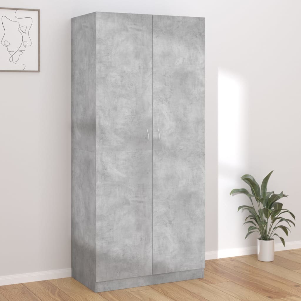 vidaXL Kleiderschrank Betongrau 90x52x200 cm Holzwerkstoff - Kleiderschrank - Kleiderschränke - Kleiderständer - Schrank HL800634