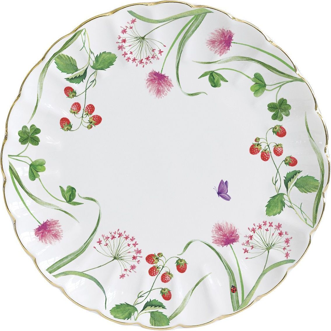 Speiseteller EN PLEIN AIR Frühlingswiese D. 26cm weiß bunt Porzellan Easy Life R1290#ENPL