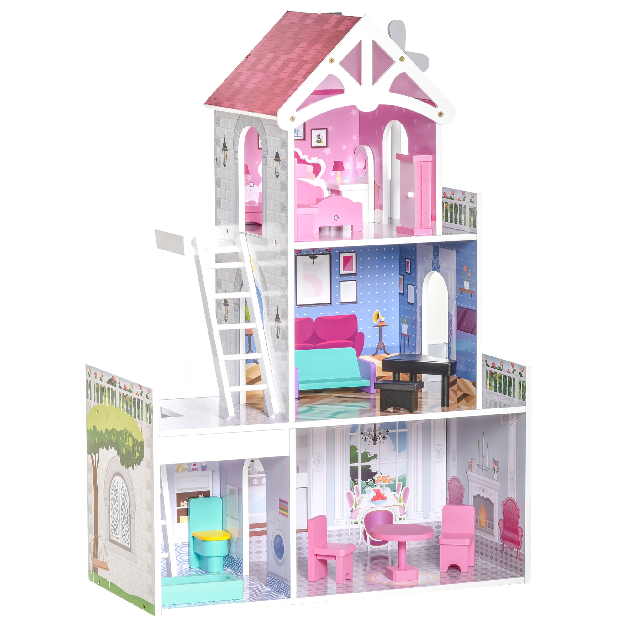 DIY Miniatur Haus Puppenhaus LED mit Möbel Zubehör Spielhaus Puppenstube Decor 