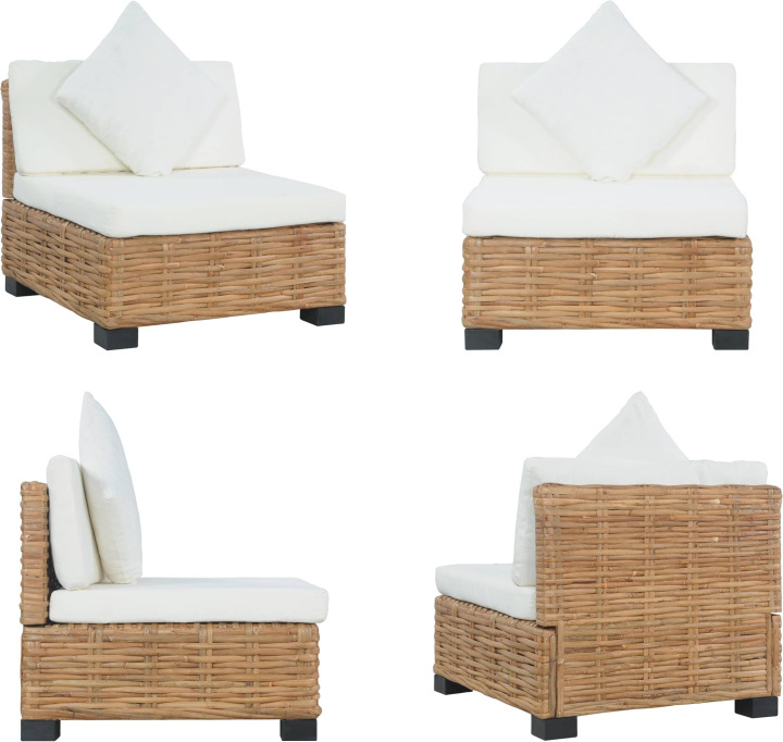 vidaXL Sofa ohne Armlehnen mit Auflagen Natur Rattan - Sofa - Sofas - Armloses Sofa - Armlose Sofas HL286280