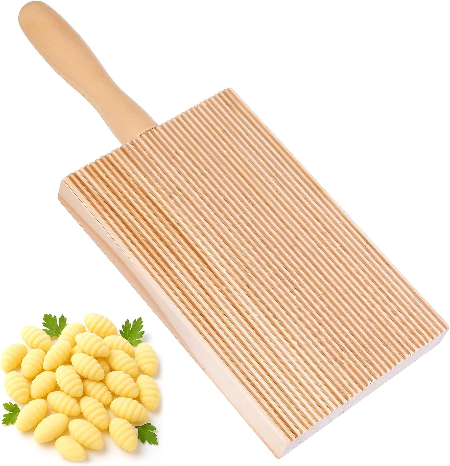 CybexaTrade Gnocchi Brett – Gnocchi Former mit Nudelholz – Gnocchi-Brett aus Holz – Pasta-Rillenbrett – Für selbstgemachte Gnocchi, Pasta & Nudeln