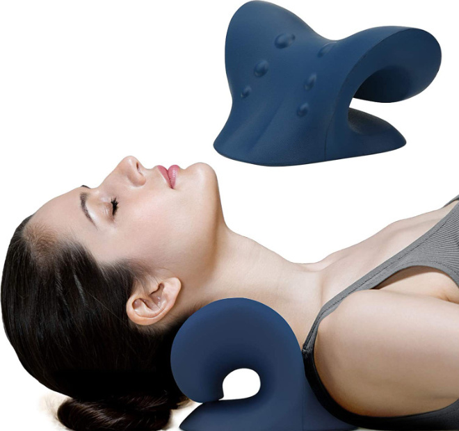 SASSEY Nackenstrecker, Neck Pain Relief, Nackenstütze zur Nackenentspannung, Halswirbelsäule strecken Navy Blau