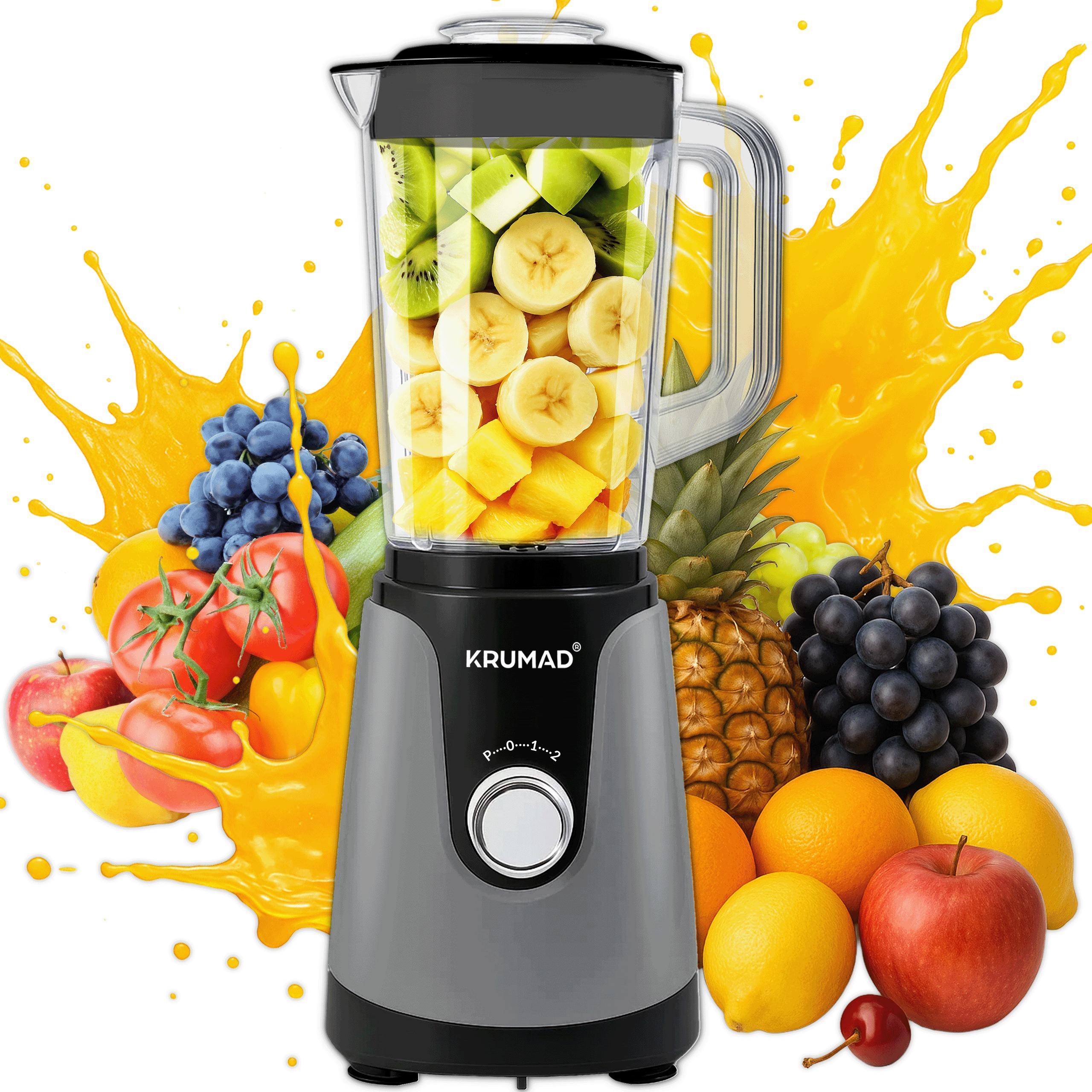 KRUMAD Standmixer 1200W - Hochleistungsmixer mit 1,2L Tritan-Behälter, Edelstahlklingen & Pulsfunktion - Smoothie Maker für Shakes, Suppen