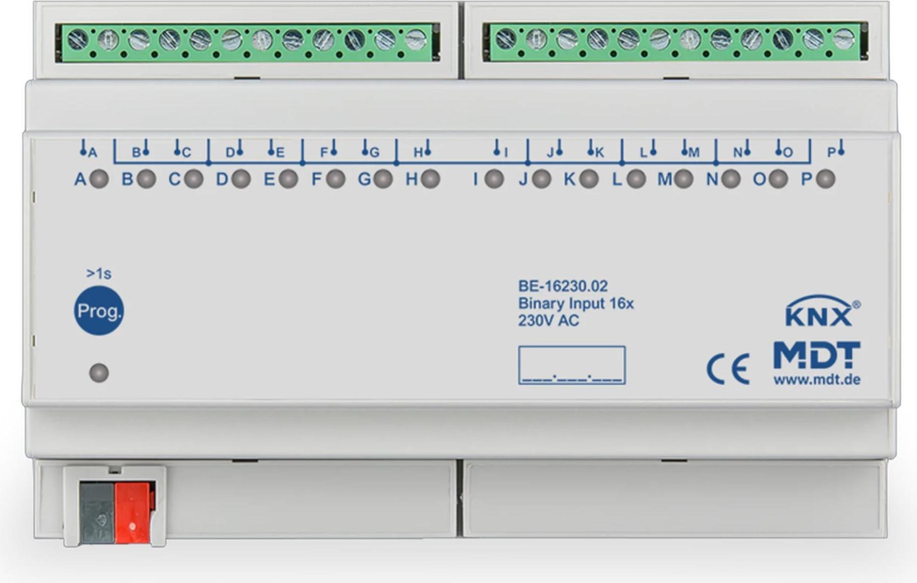 MDT KNX Binäreingang 16fach 230 V REG, 1 Stk. BE-16230.02