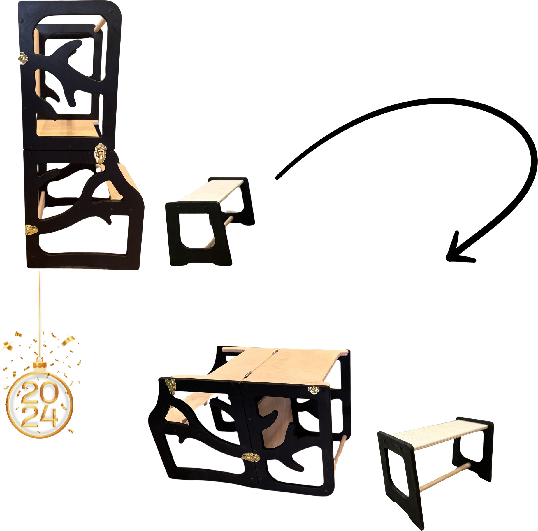 ABC CONNECT Lehrturm, Schreibtisch, Stuhl, Tafel 4 in 1 Montessori 13977