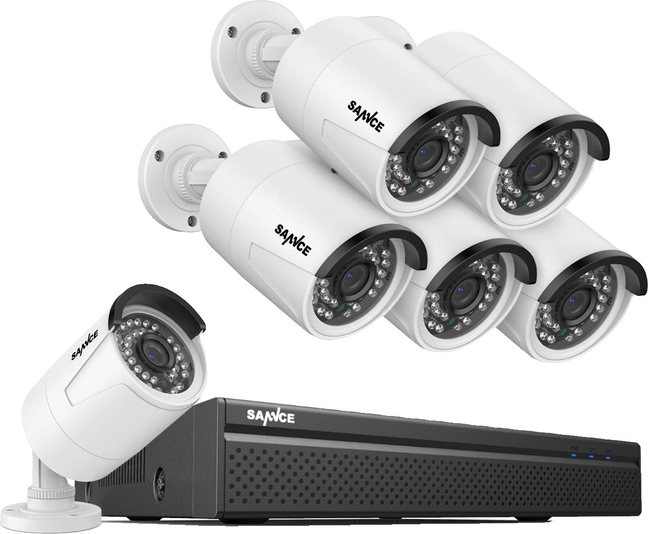 SANNCE 5MP monitorovacia súprava, inteligentné IR nočné videnie, kompresia videa H265+ , 6 kusov 0 TB