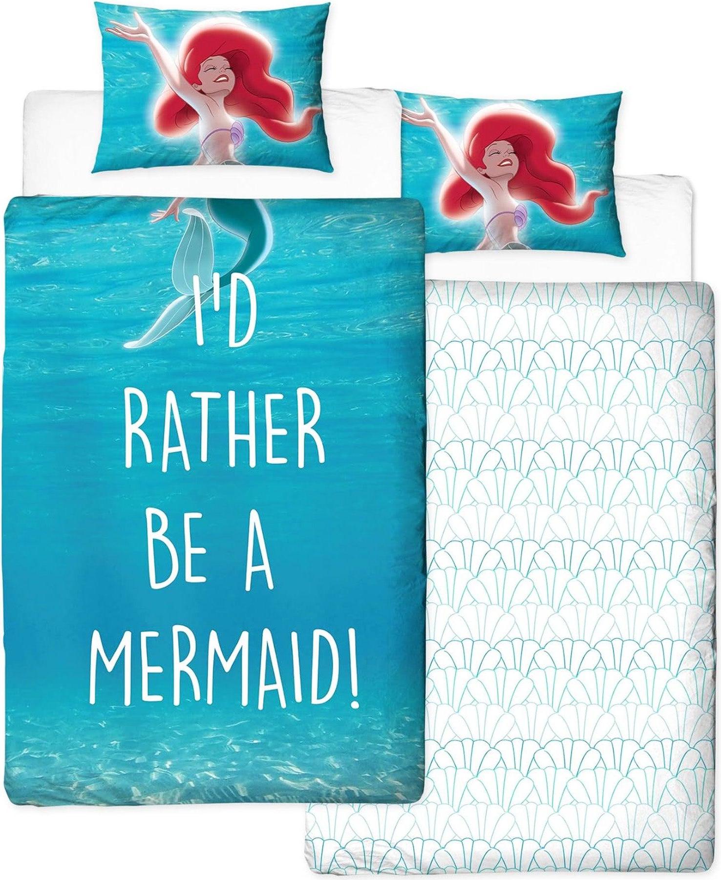 Little Mermaid - wendbar Bettwäsche TC720 (Einzelbett) (Blau/Weiß) UTTC720