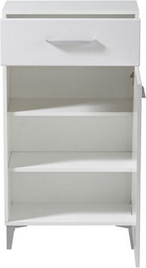 Dmora Eintrittsbereichsregal Ossona 58x35x105h cm Weiß, 2 Regalböden, 1 Schublade