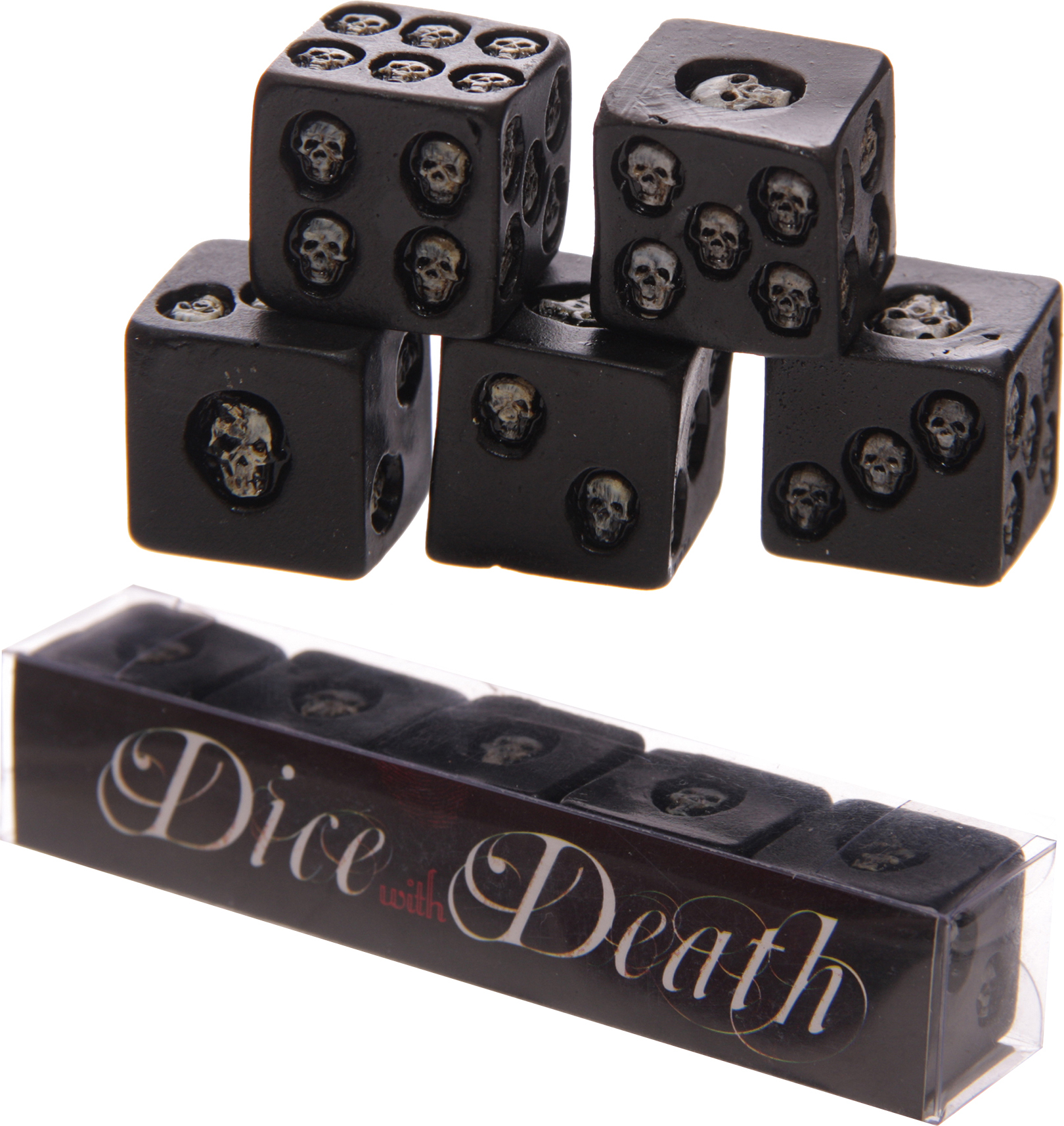 PUCKATOR Schwarze Totenkopfwürfel im 5er-Set Z887255