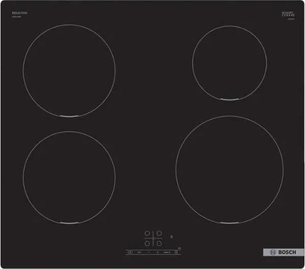 Indukčná varná doska BOSCH PUE611BB5E, 4 varné zóny, 592 mm x 522 mm, bezrámový dizajn, ovládanie EasyTouch