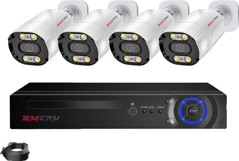 kamerový systém 4K POE, AI detekcia tváre, obojsmerný zvuk, 8CH 4ks 4K, 1T