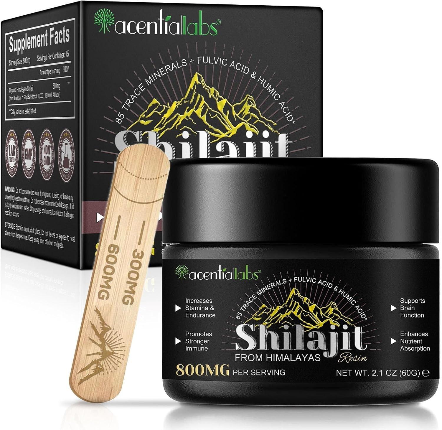 acentiallabs Shilajit Harz Original Himalaya – 60g Pure Resin, hoher Fulvinsäure-Gehalt
