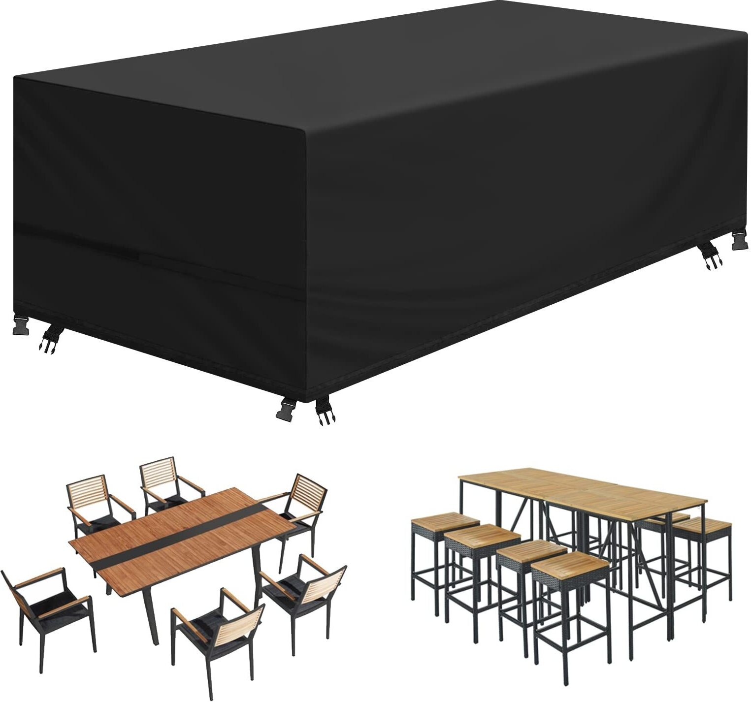 Koheim Heavy Duty 600D Rechteckige Anti-UV Möbel Abdeckungen, Winddicht Sofa Couch Abdeckungen für außen Garten Patio, 170x94x70 cm