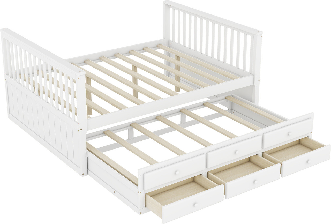 Einzelbetten, Kinderbetten(90x200cm+90x190cm)Tagesbetten,Massivholzbetten, Einzelbetten mit Bettauszug, Einzelbetten mit drei Schubladen