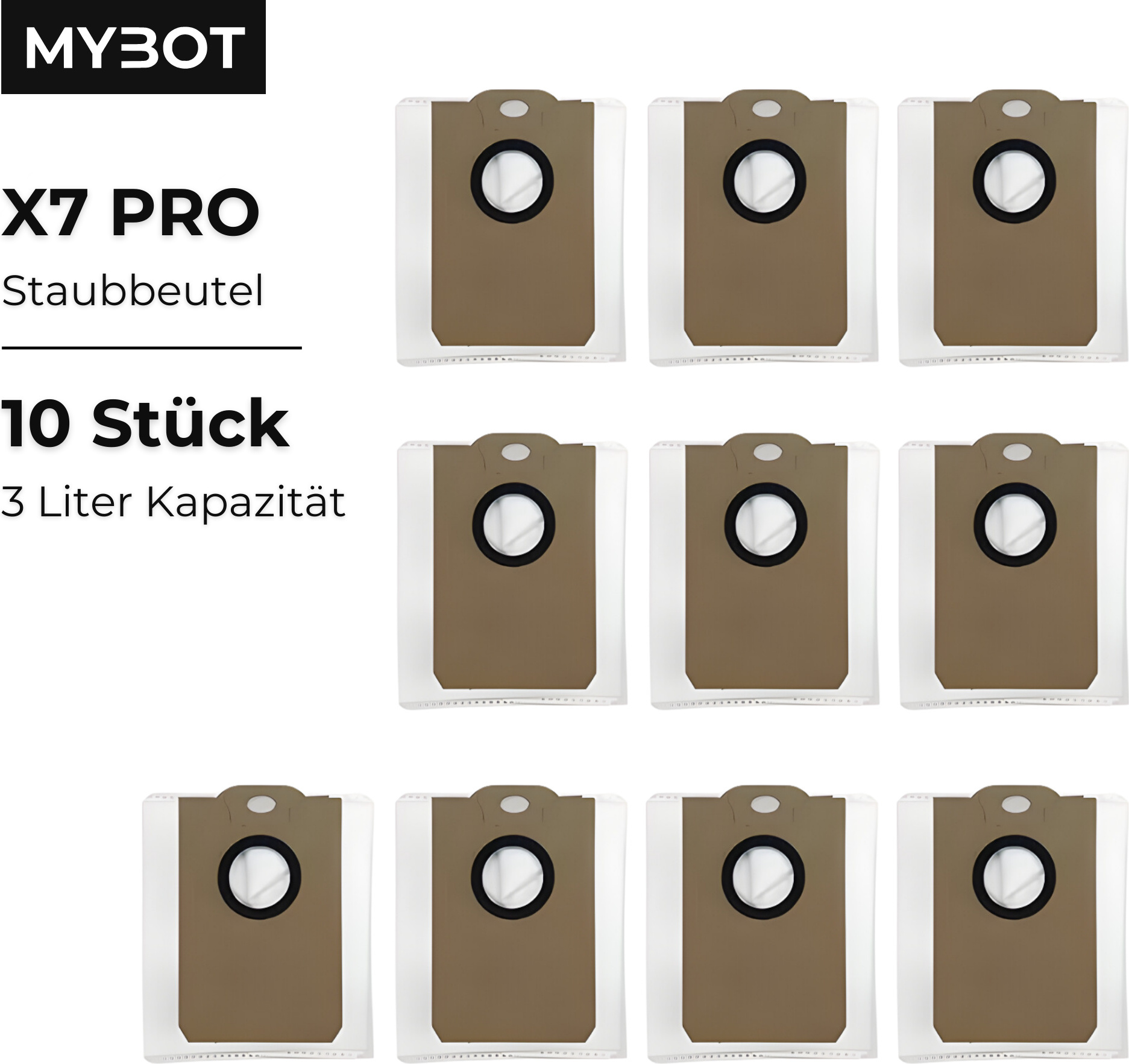 MYBOT Staubbeutel – Passend für den MYBOT X7 PRO Saugroboter – Set mit 10 Stück