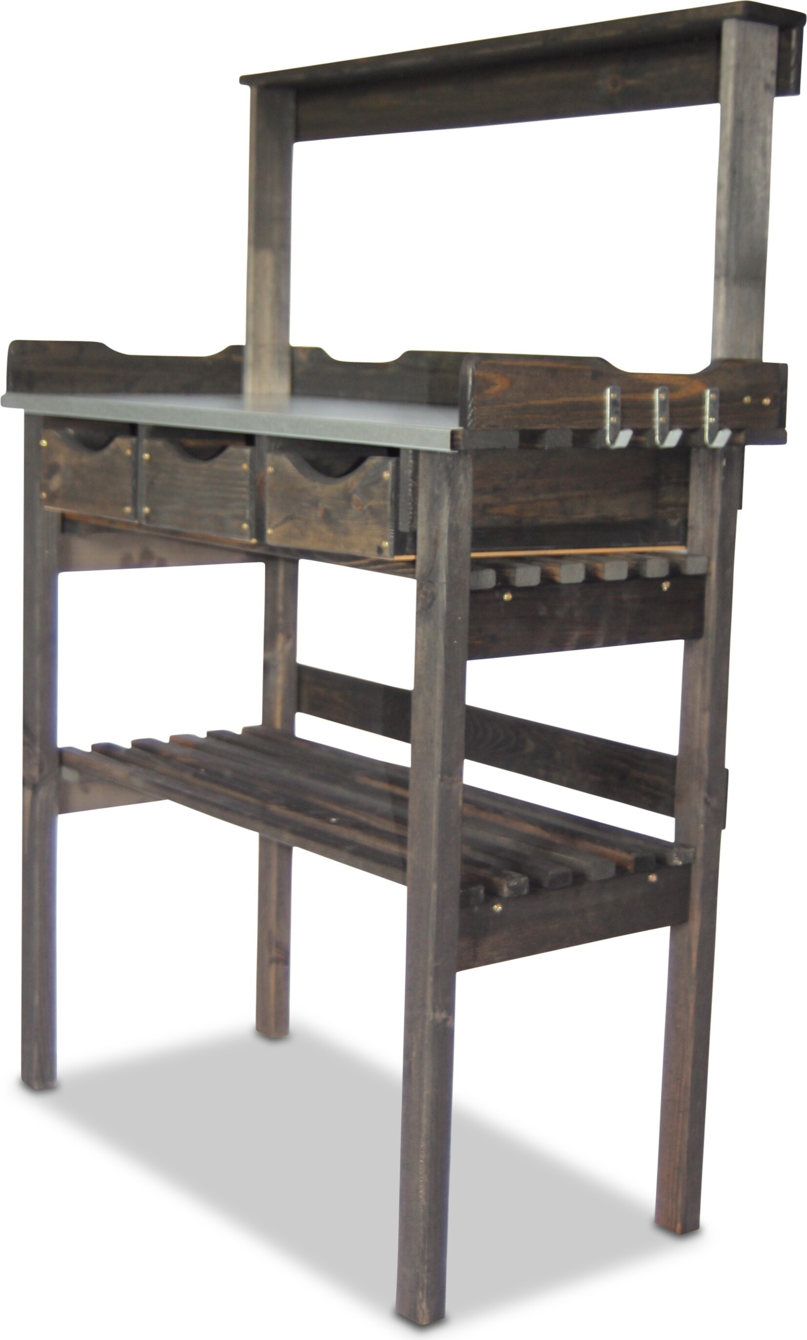 GartenDepot24 Gärtnertisch mit 3 Schubladen und Ablage schwarz