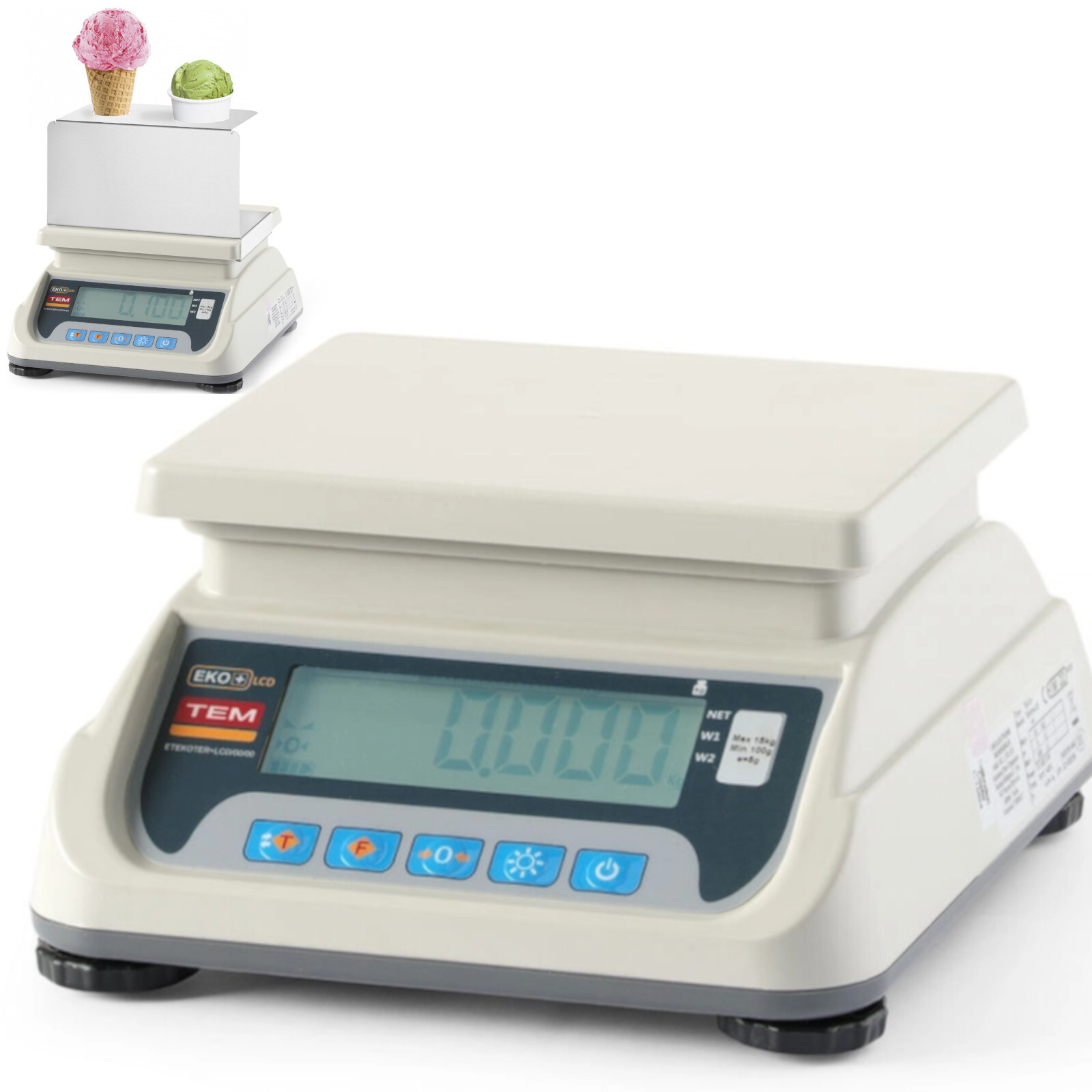 TEM Speiseeis-Portionswaage mit M RS232 LCD-Legalisierung 20 g - 6 kg / 2 g GSHB_hp_1017276
