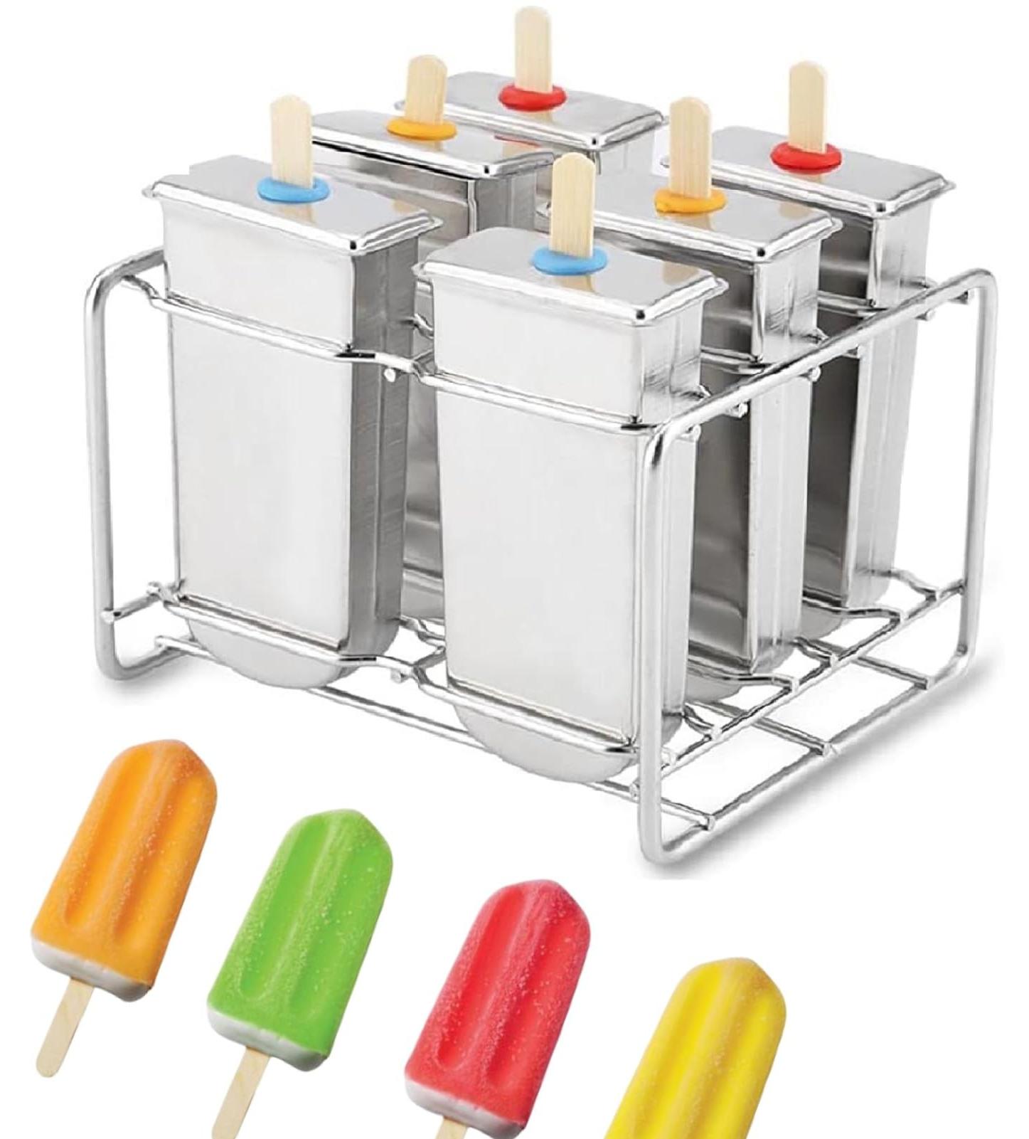 Merkloos Eisform RVS Stielhalter - Eisformen für Eis am Stiel - Eisformen - Silikon-Eisformen - BPA-frei - Inklusive 50 Eisstäbchen und 20 Eisbeuteln - Eisform