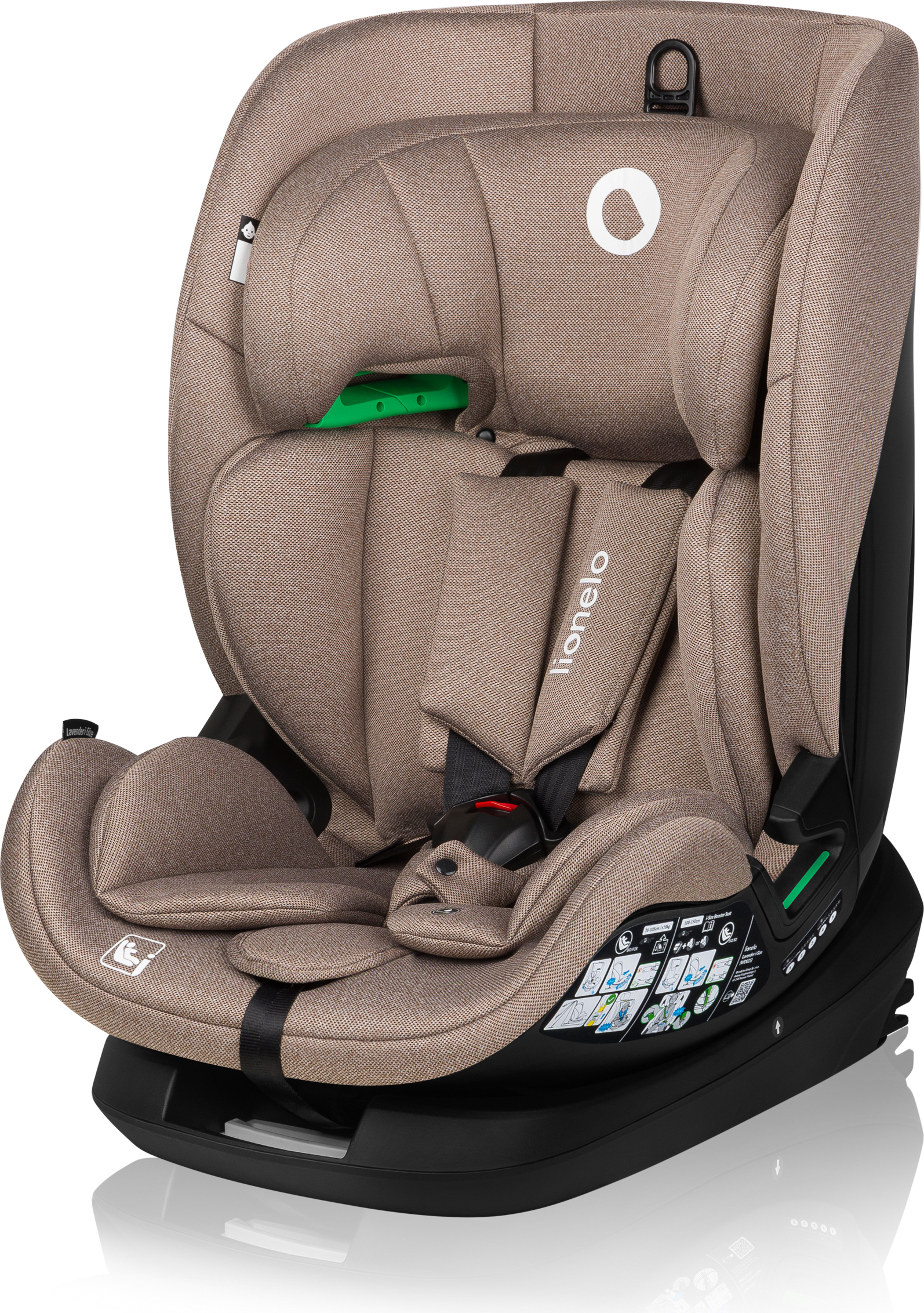 Lionelo Lavender i-Size detská autosedačka od 1 roka do 12 rokov, od 9 kg do 36 kg ISOFIX Široká nastavovacia tyč - béžová