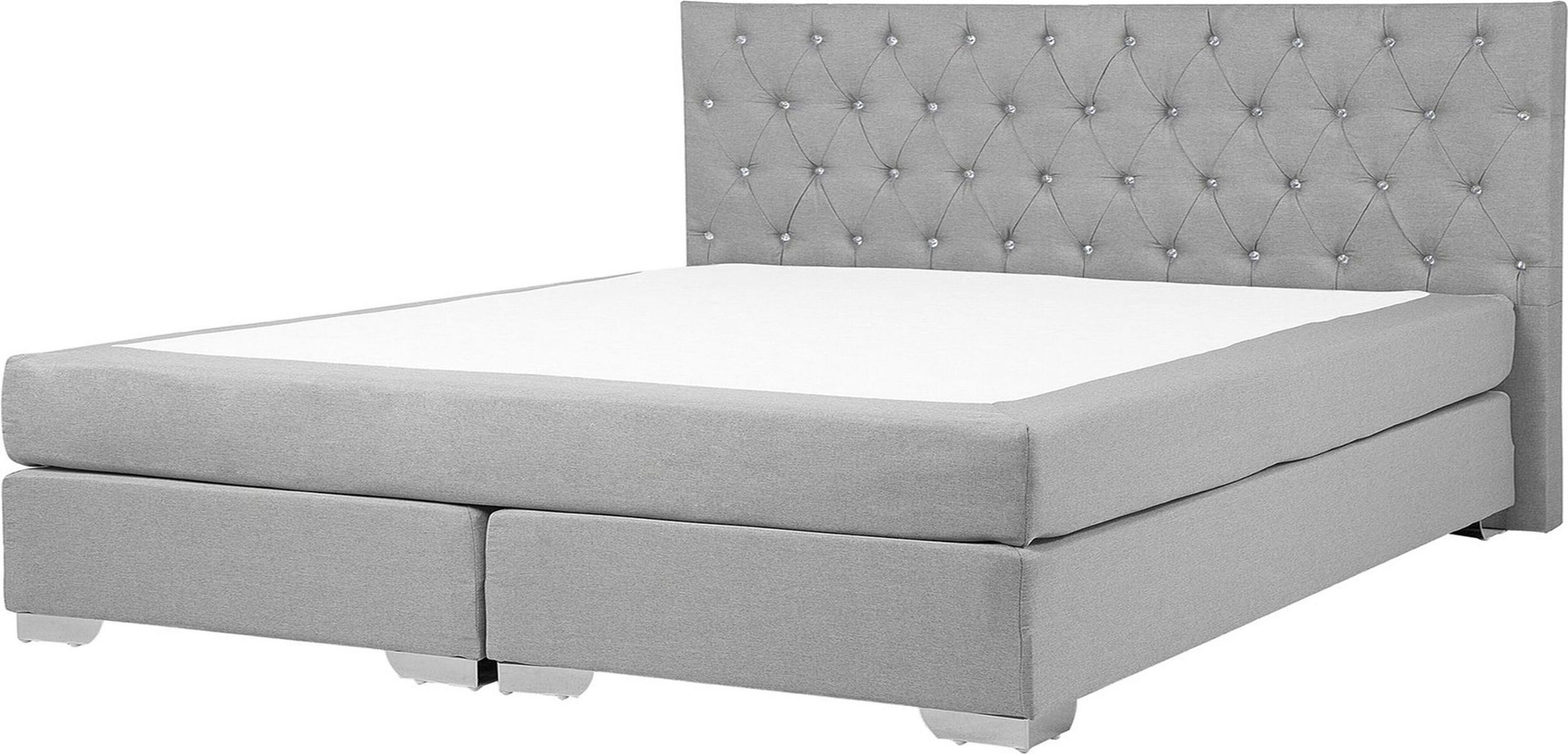 BELIANI Čalúnená posteľ sivá 180 x 200 cm manželská posteľ dekoratívne gombíky minimalistický moderný dizajn