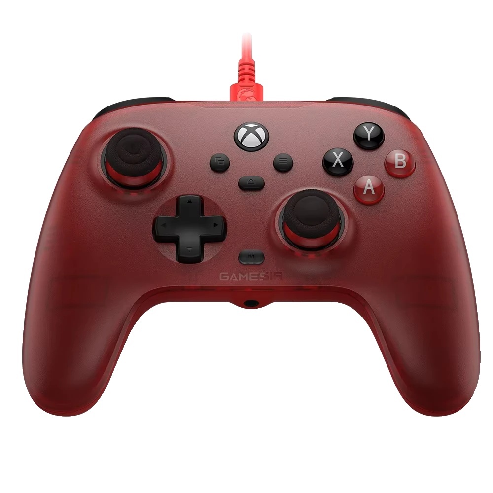 Káblový ovládač Xbox, kompatibilita s rôznymi platformami, káblové pripojenie USB-C, červený