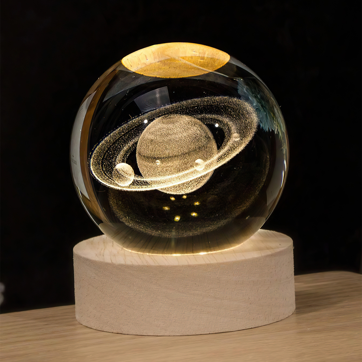 HDLOVE Personalisierte Baby-Ultraschallfoto Kristallkugel - 3D Gravur Mit Holzständer & Nachtlicht