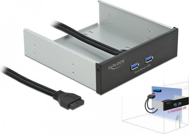 DELOCK 5.25 Predný panel s 2 portami USB 5 Gb/s Typ-A