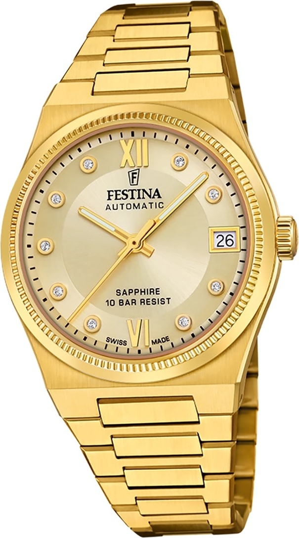 Festina dámske hodinky z ušľachtilej ocele zlaté Festina Swiss made náramkové hodinky D2UF20033/2