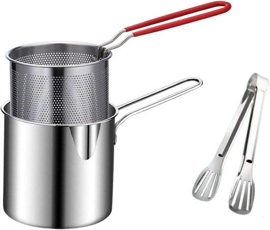 OEM Kleine Frittiertasse - Frittiertasse mit Korb - Olienebelastung - Für Gas und Induktionsherd geeignet - Hauseigen Frittiertasse - 1,2 l - Met Stahl - Geschwärzt - Frittiertasse - Frittiertassen 2026