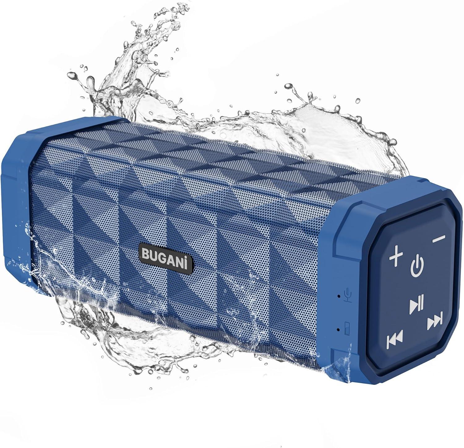 Bluetooth Lautsprecher BUGANI, Musikbox 5.4 mit 24H Akku, Bass-Treibern, IPX5 Wasserdicht, Freisprechfunktion, tragbar für Zuhause, Outdoor, Garten