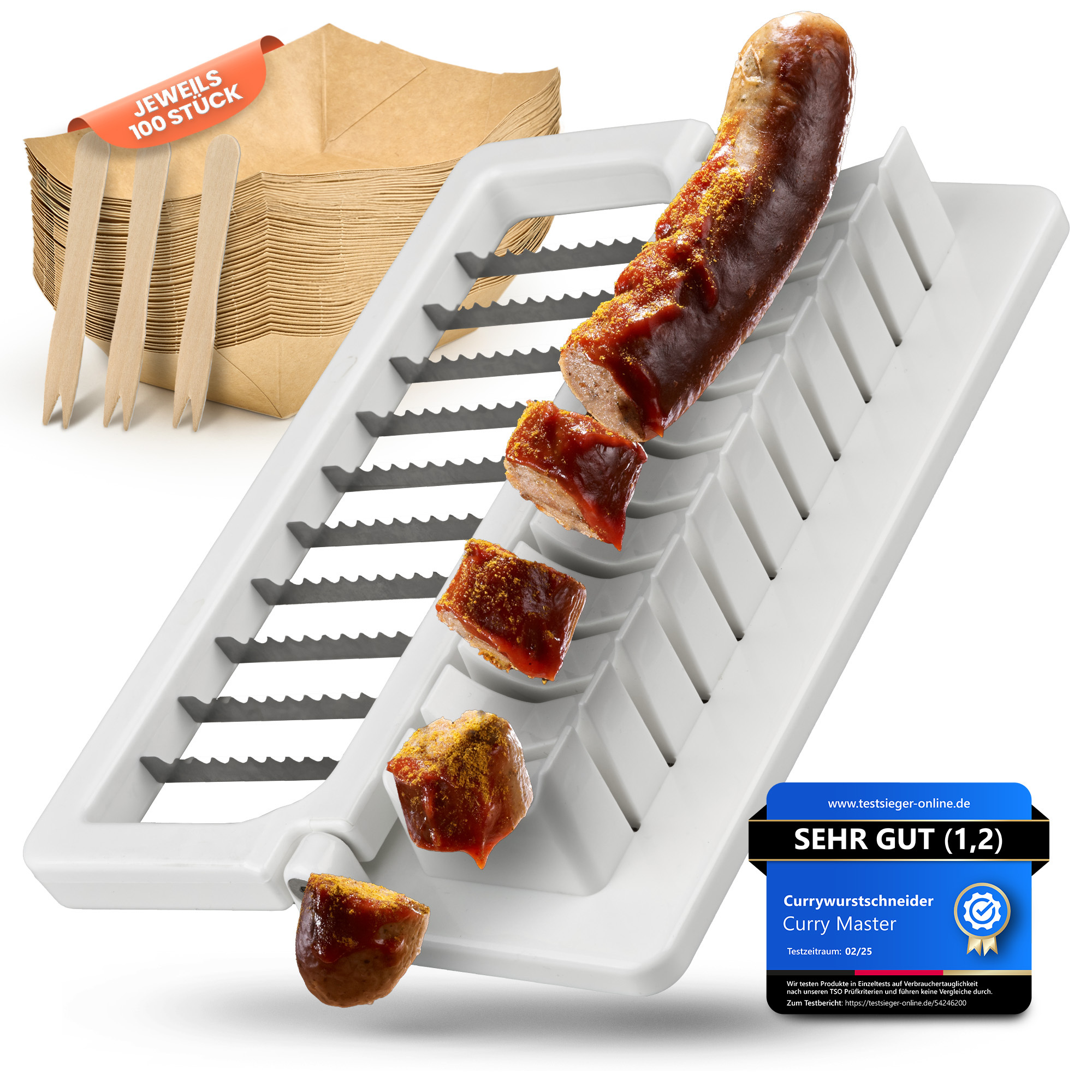 Keanu Dutado Warenvertrieb Currywurstschneider für Zuhause manuell Wurstschneider & Currywurst Schneider auch als Bratwurstschneider & Würstchen Schneider Wurstschneidemaschine X0026SL9WP