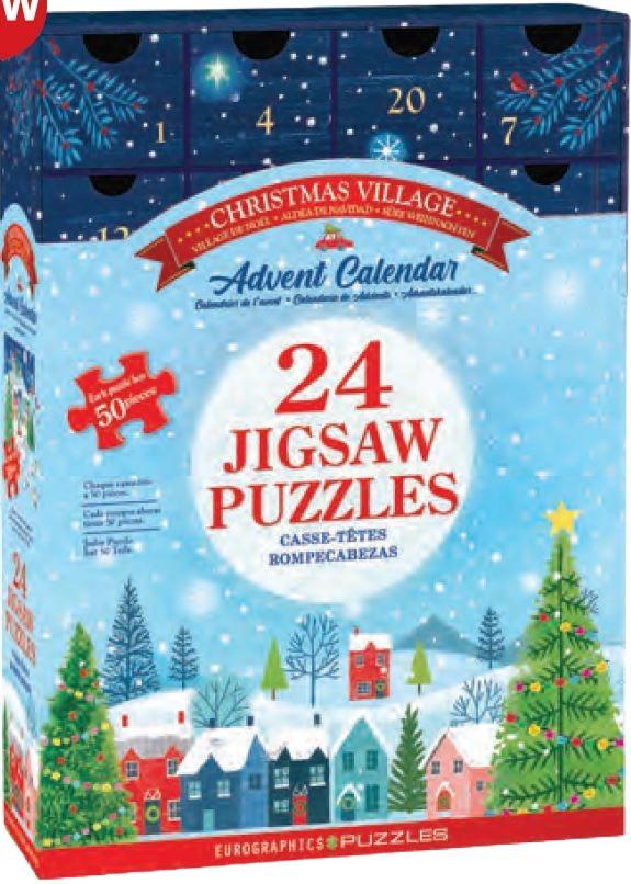 EUROGRAPHICS Puzzle Adventní kalendář: Vánoční vesnice 24x50 dílků