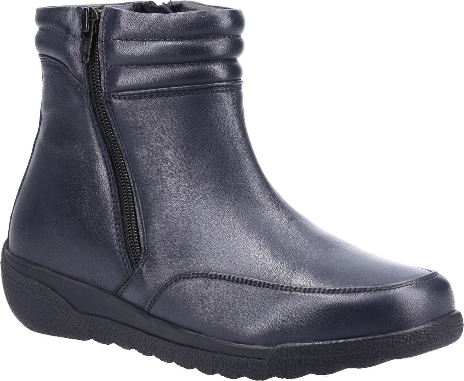 Fleet & Foster - Dámske členkové topánky "Morocco", dvojitý zips, kožené FS8171 (38 EU) (námornícka modrá)
