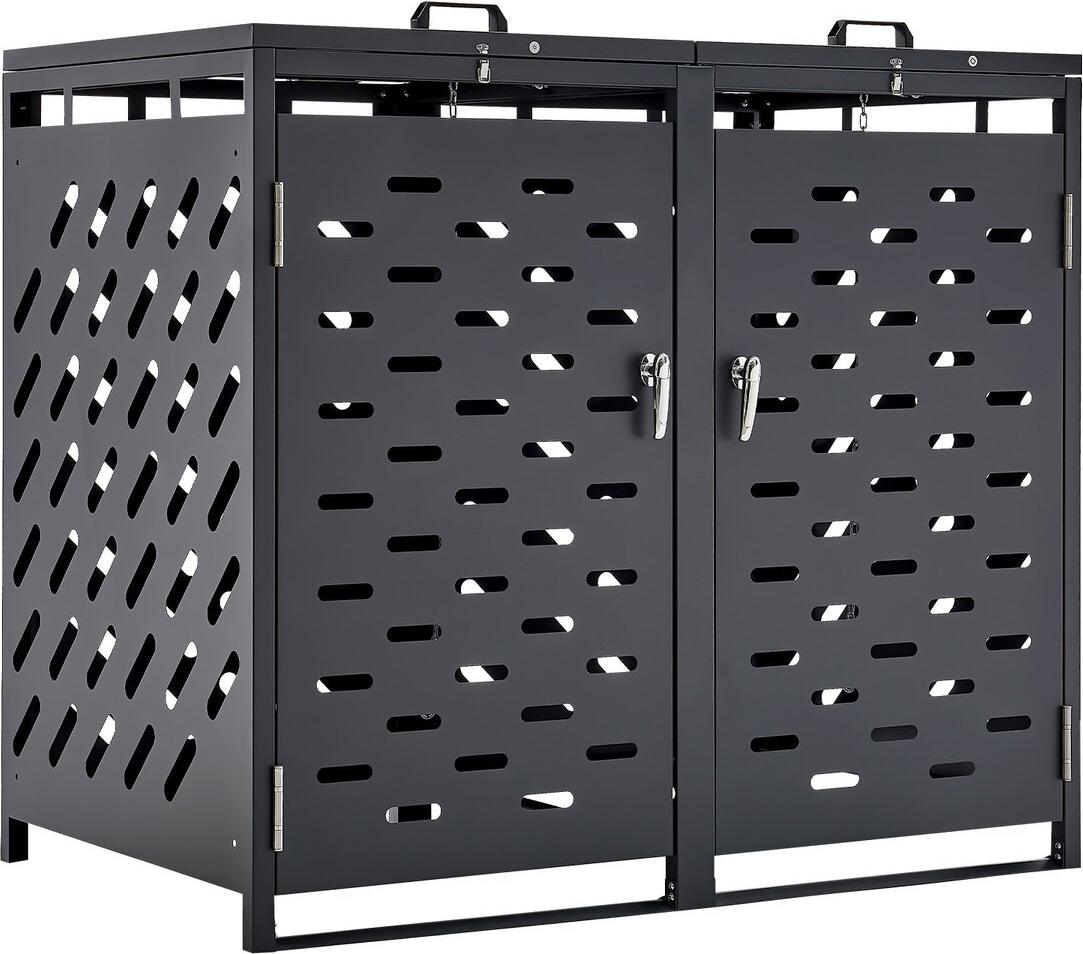 VEVOR Trash Can Storage Garbage Can Storage Shed 2 x 52.79 Gal with Chain Lid