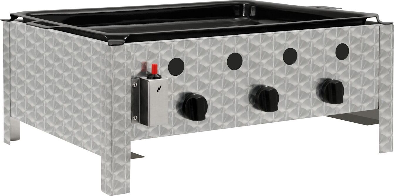 BBQ-Toro Edelstahl Gastrobräter 3-flammig, 64 x 52 x 27 cm, Gastrogasgrill, Wurstbrater, Tisch grill