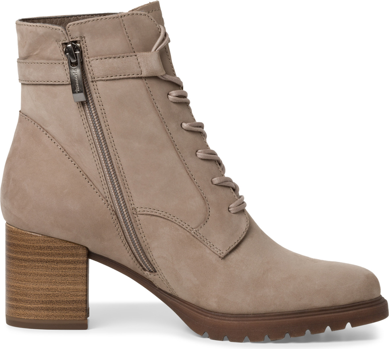 Tamaris Stivaletto Donna 1-1-25269-25, In Pelle Con Tacco A Blocco In Poliuretano, Chiusura Con Pizzo, Colore Nero