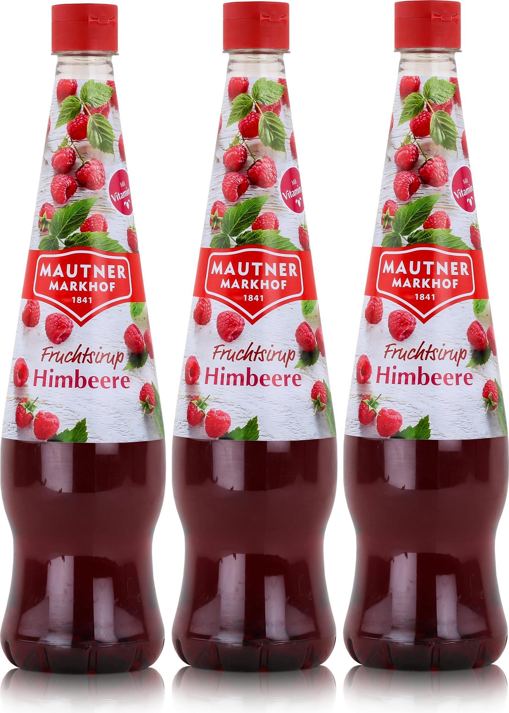 MAUTNER MARKHOF Mautner Getränkesirup Himbeere 0,7L - Softdrink, Cocktails (3er Pack)