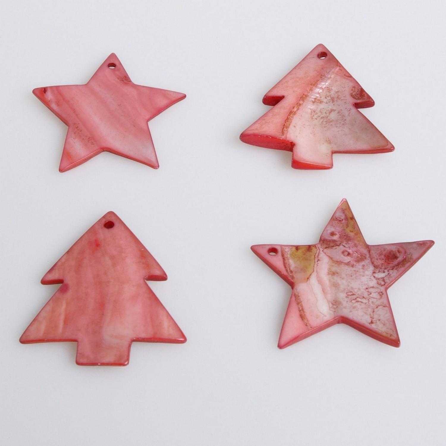 Deko AS Perlmuttsterne und -Tannen - rot - 5 cm - 24 Stück - 97010 30