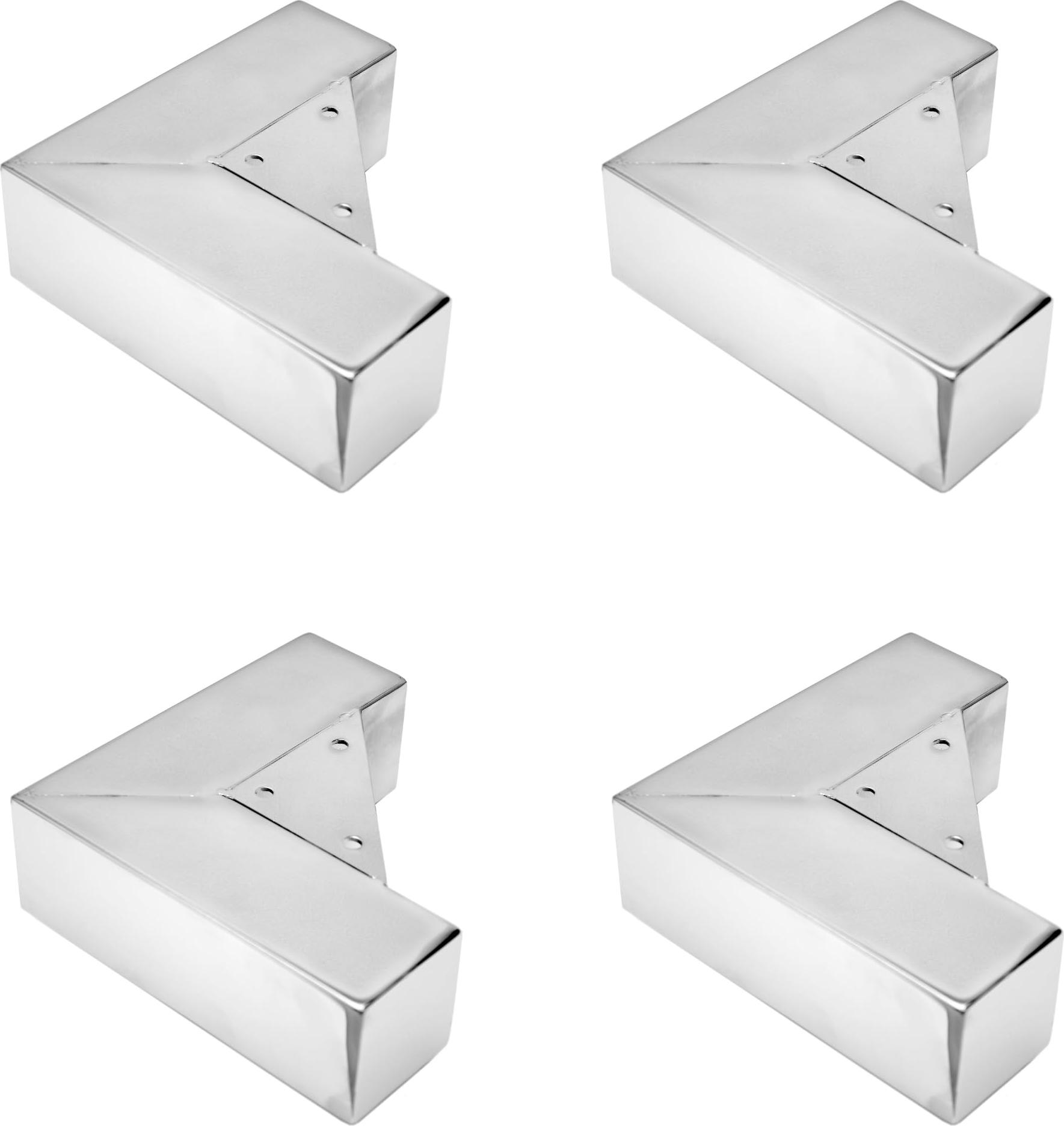 GTV - Möbelfüße MODERN 941, Füße aus Chromstahl, Für Kommoden, Sofas, Schränke, Kunststoffschlitten, Abmessungen Montageplatte: 150x150 mm, Höhe: 56 mm, Farbe: Chrom - 4 Stück NM-MDN941-01-BAG4