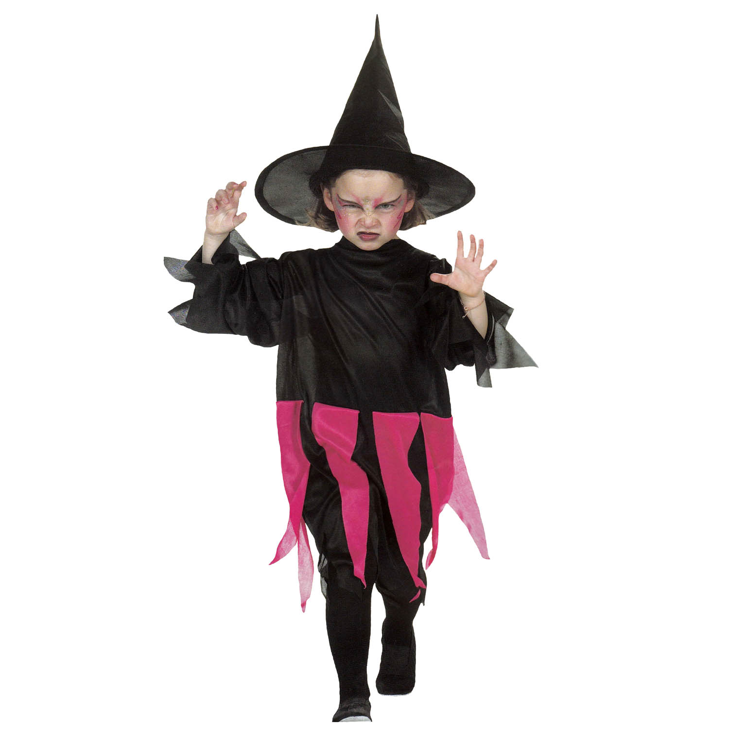 Kostümplanet® Hexenkostüm Kinder mit Hut Mädchen Hexen Kostüm Halloween Hexe schwarz-orange 98