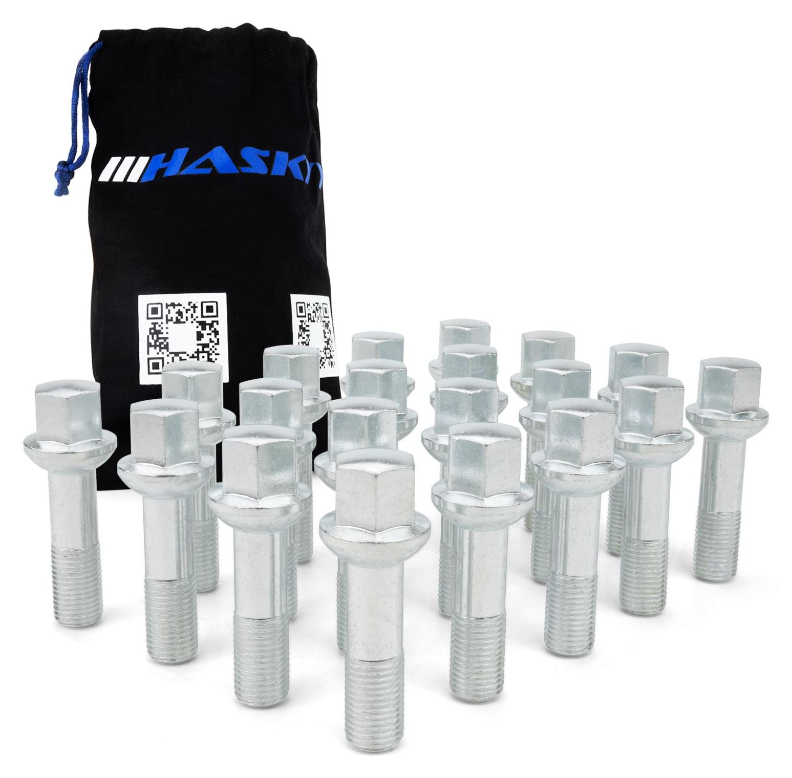 HASKYY 20 Radschrauben Set M14x1,5 45mm Kugelbund R14 Zink
