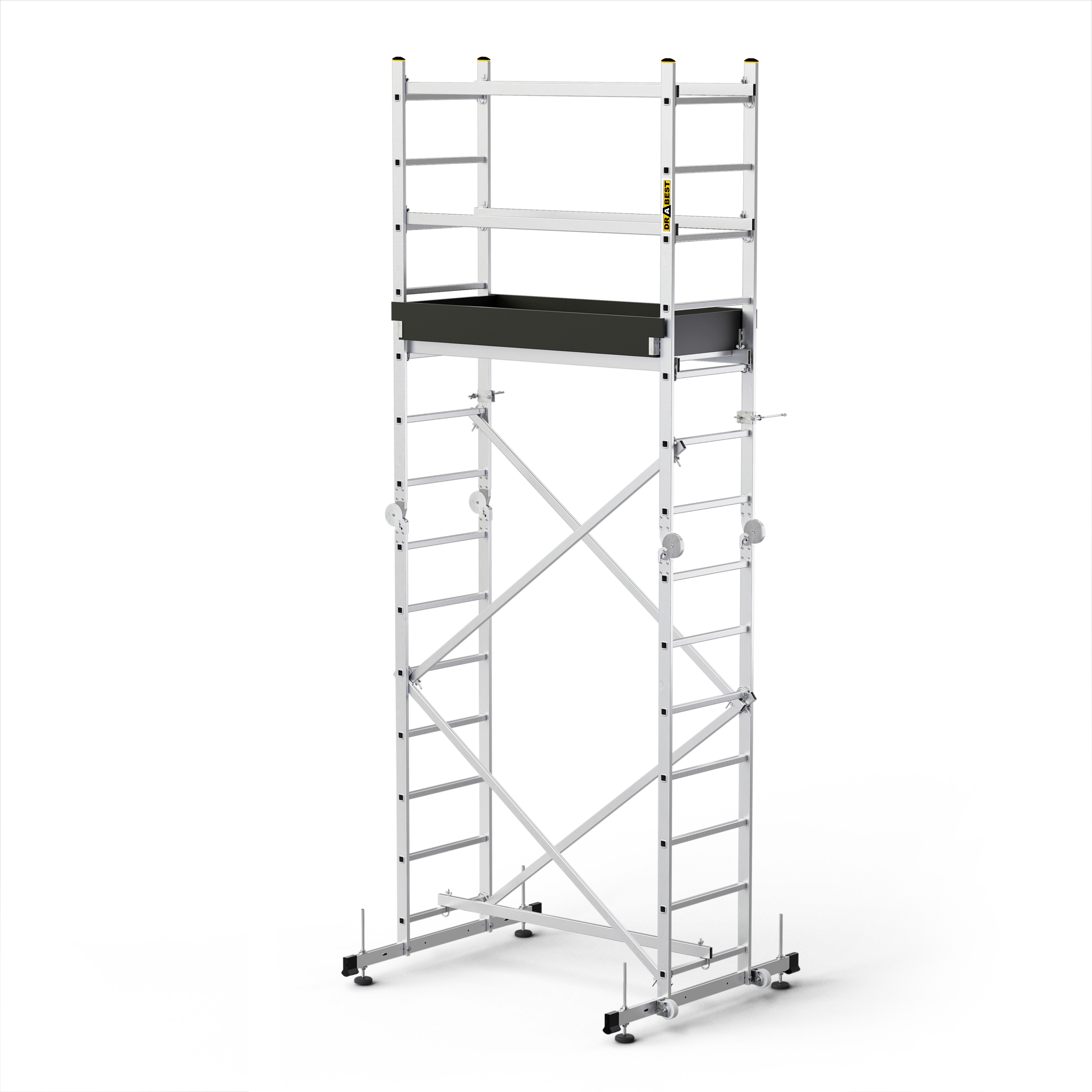 Drabest Drabet | Aluminiumgerüst - gerüst - Leitergerüst - leiter gerüst - bis zu 160kg - alu gerüst - arbeitsplattform - plattform alu gerüst AL-RU-HECTOR-PRO-2K