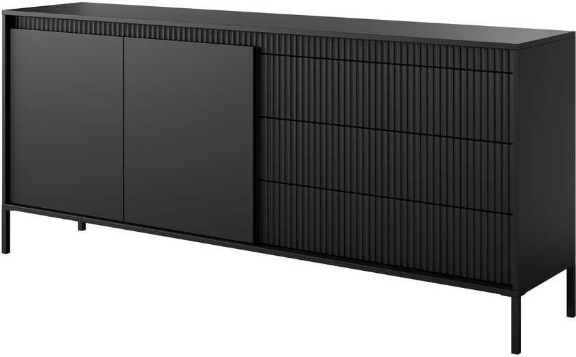 VENETI Kombinierte breite Kommode MOULTON - schwarz 143-10-00042