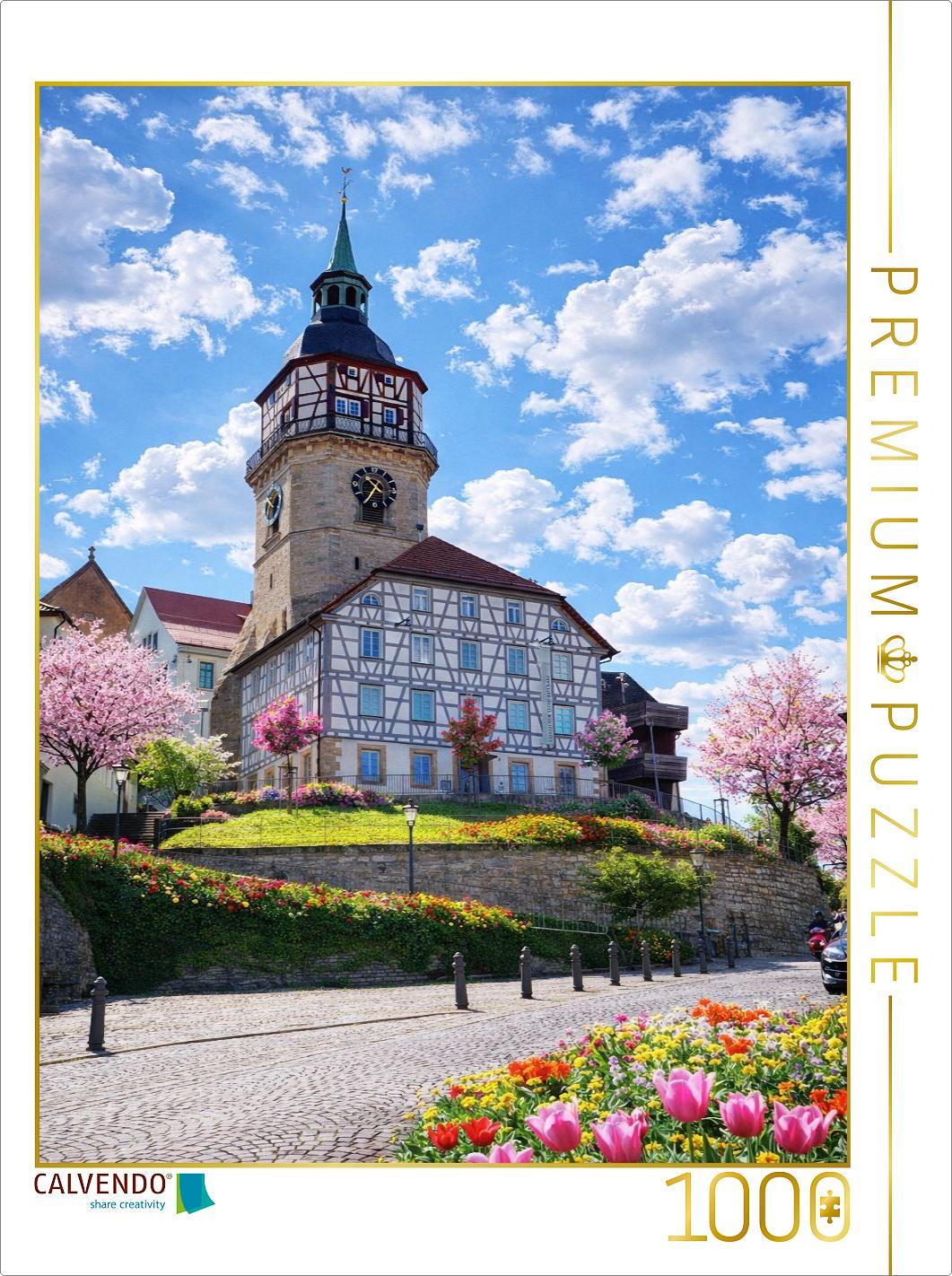 CALVENDO Puzzle Turmschulhaus und Galerie in Backnang | 1000 Teile Lege-Größe 64x48cm Foto-Puzzle für glückliche Stunden