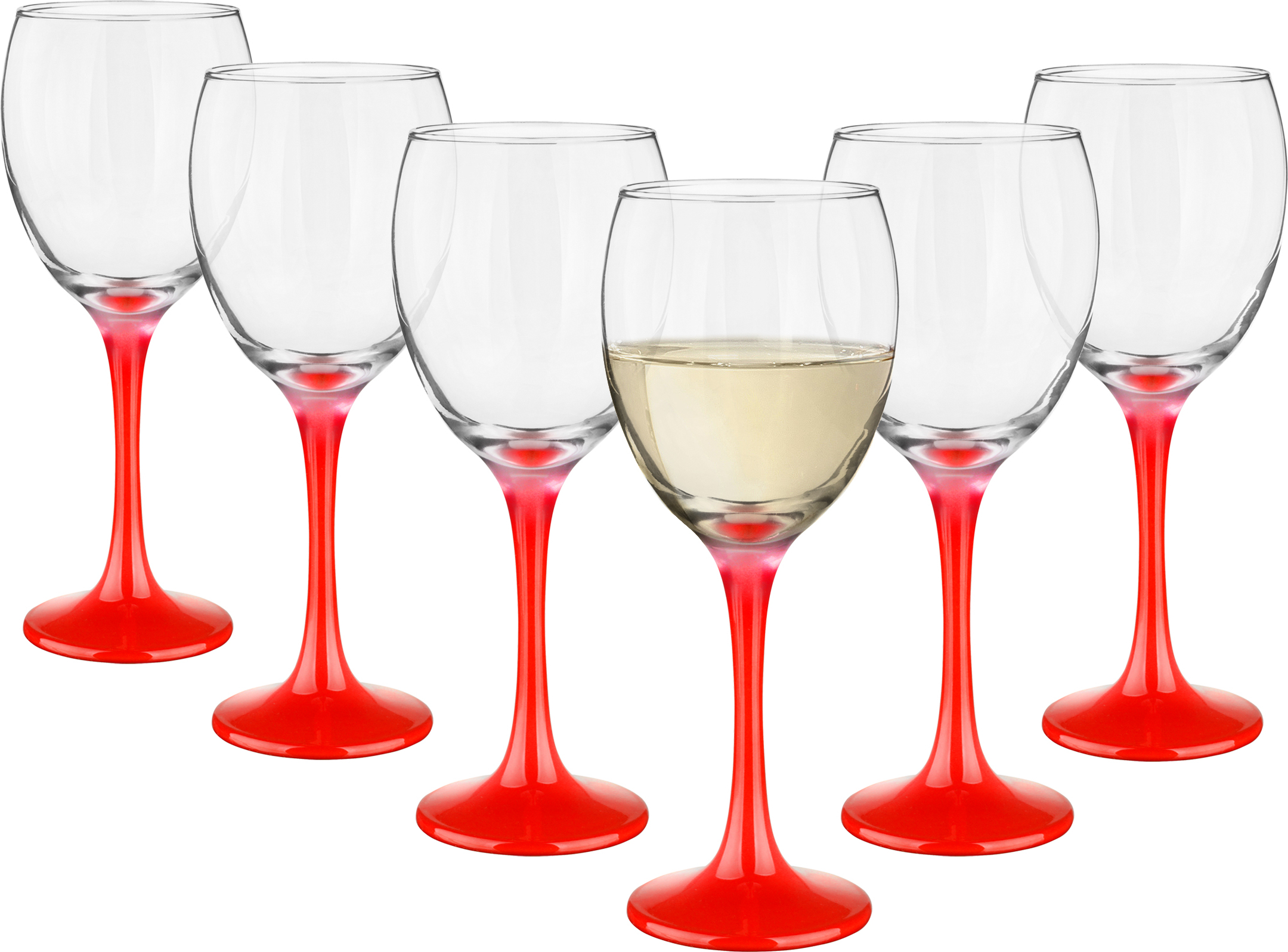 Sendez 6 Weingläser 300ml mit rotem Stiel Weinglas Weißweingläser Rotweingläser Weinkelche