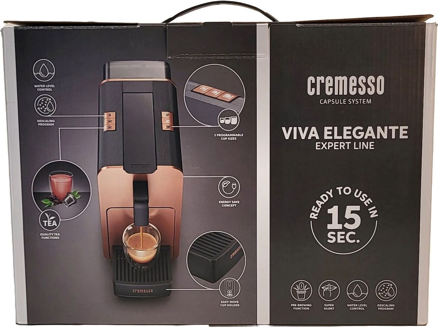 CREMESSO Cremesso Kapselautomat 19 bar 0.8 Liter. E.S.C bronze VIVA ELEGANTE BRONZE